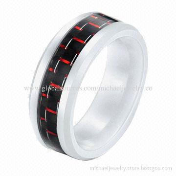 Ceramic rings with black carbon fiber inlay